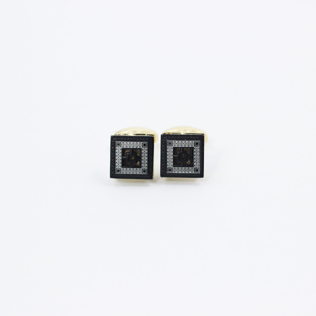 QR CODE BLACK & GOLD CUFFLINKS