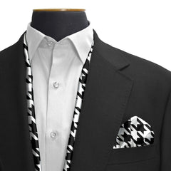 HOUNDSTOOTH SILK SCARF & POCKET SQUARE SET