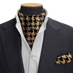ROYAL HOUNDSTOOTH SILK CRAVAT & POCKET SQUARE SET