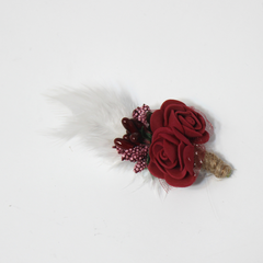 AESTHETIC MAROON FEATHERED BOUQUET BROOCH