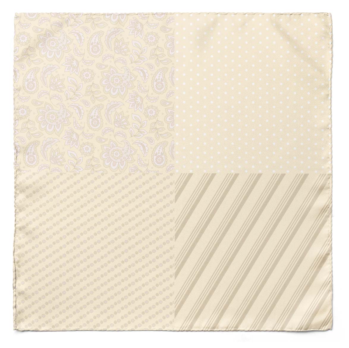 FOUR IN ONE PASTEL CREAM SILK POCKET SQUARE