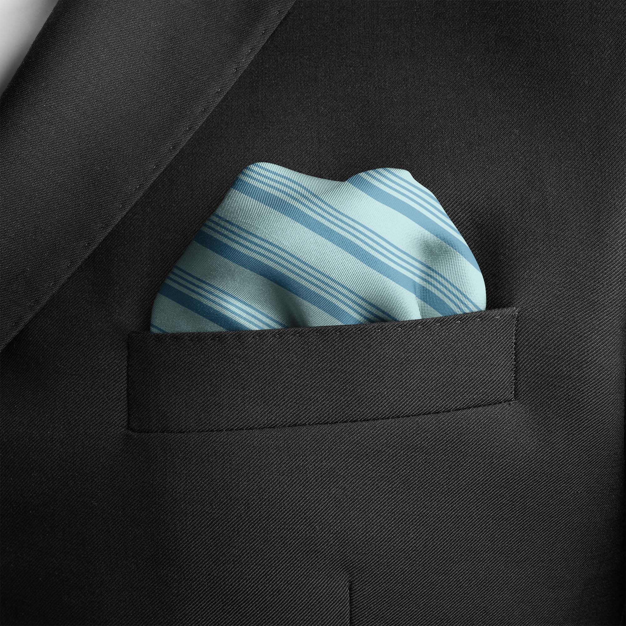 FOUR IN ONE PASTEL ICE BLUE SILK POCKET SQUARE