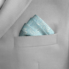 FOUR IN ONE PASTEL ICE BLUE SILK POCKET SQUARE