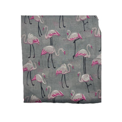 CLOUDY GREY FLAMINGO LAWN SCARF