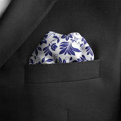SAPPHIRE BLOSSOM SILK POCKET SQUARE