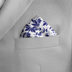 SAPPHIRE BLOSSOM SILK POCKET SQUARE