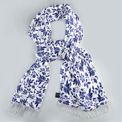 SAPPHIRE BLOSSOM SILK SCARF & POCKET SQUARE SET