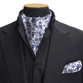 SAPPHIRE BLOSSOM SILK CRAVAT & POCKET SQUARE SET