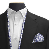 SAPPHIRE BLOSSOM SILK SCARF & POCKET SQUARE SET