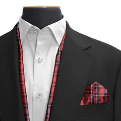 THE RED CLASSIC PLAID SILK SCARF & POCKET SQUARE SET