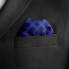 THE BLUE PLAID SILK POCKET SQUARE