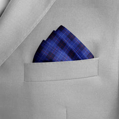 THE BLUE PLAID SILK POCKET SQUARE