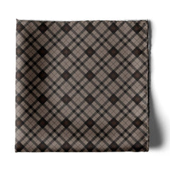 THE UMBER BROWN PLAID SILK POCKET SQUARE