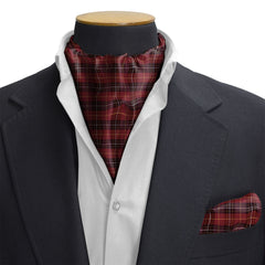 THE MAROON CLASSIC PLAID SILK CRAVAT & POCKET SQUARE SET