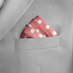 PEACH WITH WHITE POLKA SILK POCKET SQUARE