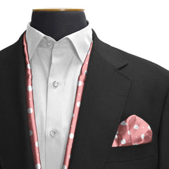 PEACH WITH WHITE POLKA SILK SCARF & POCKET SQUARE SET