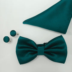 ZINC GREEN TEXTURED BOW TIE SET