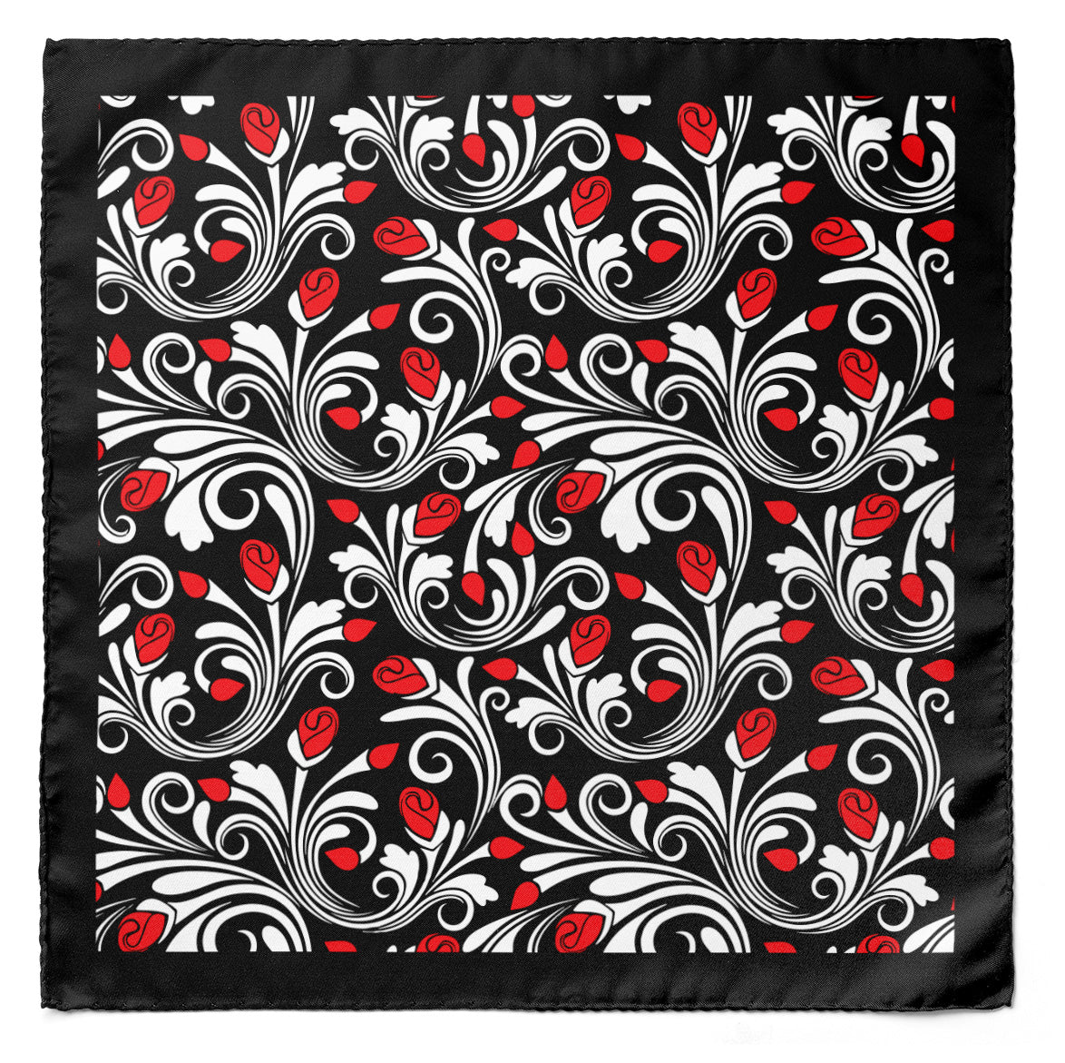 MIDNIGHT ROSE SILK POCKET SQUARE