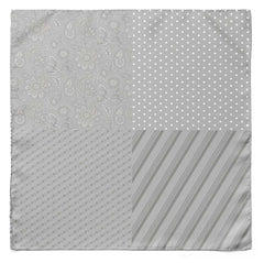 FOUR IN ONE CLOUDY GREY SILK POCKET SQUARE