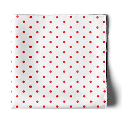 WHITE & RED POLKA SILK POCKET SQUARE