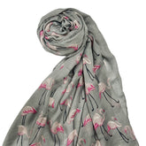 CLOUDY GREY FLAMINGO LAWN SCARF