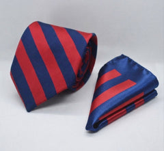 CLASSIC RED AND BLUE TIE AND POCKET SQUARE SET