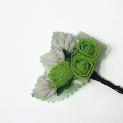 THE LIME GREEN & WHITE BOUQUET BOUTONNIERE LAPEL PIN