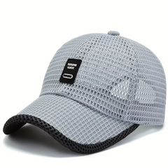 LIGHT GREY MESH LINK BASEBALL CAP