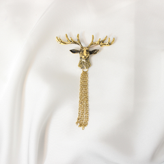 GILDED STAG CHAIN BROOCH