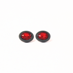 RADIANT ROUGE OVAL RED & GREY CUFFLINKS