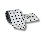 WHITE WITH BLACK POLKA DOT TIE SET
