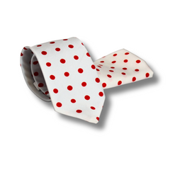 WHITE & RED POLKA TIE SET