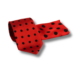 RED & BLACK POLKA DOTS TIE SET