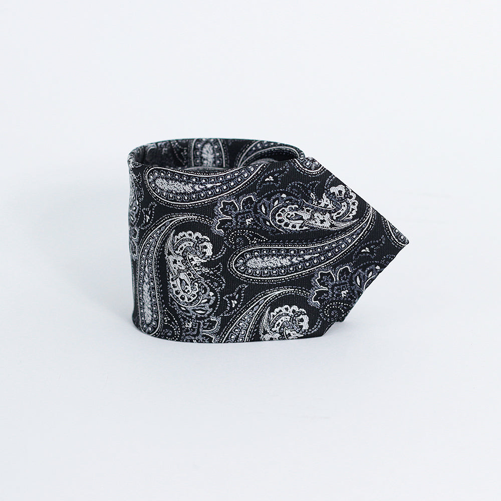 METALLIC BLACK PAISLEY FESTIVE TIE