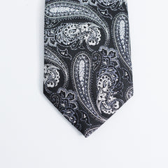 METALLIC BLACK PAISLEY FESTIVE TIE
