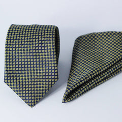 THE NAVY POLKA POCKET SQUARE & TIE SET