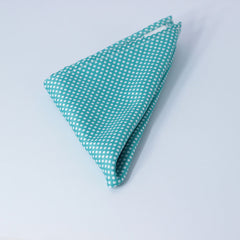 TURQUOISE WITH WHITE POLKA POCKET SQUARE & TIE SET