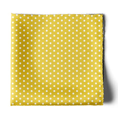 YELLOW WITH WHITE POLKA DOTS SILK POCKET SQUARE