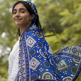 BLUE AJRAK SILKEN WRAP