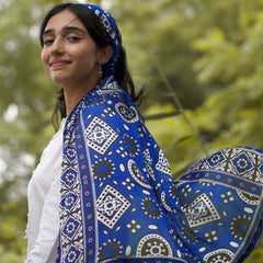 BLUE AJRAK SILKEN WRAP