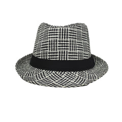 SUMMER BREEZE BLACK & WHITE WEAVED FEDORA HAT