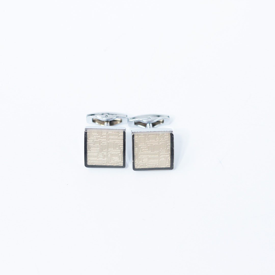 SQUARE GRID GOLD-TONED CUFFLINKS