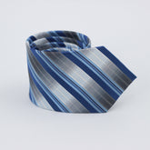 BLUE & GREY BAR CODE STRIPED TIE