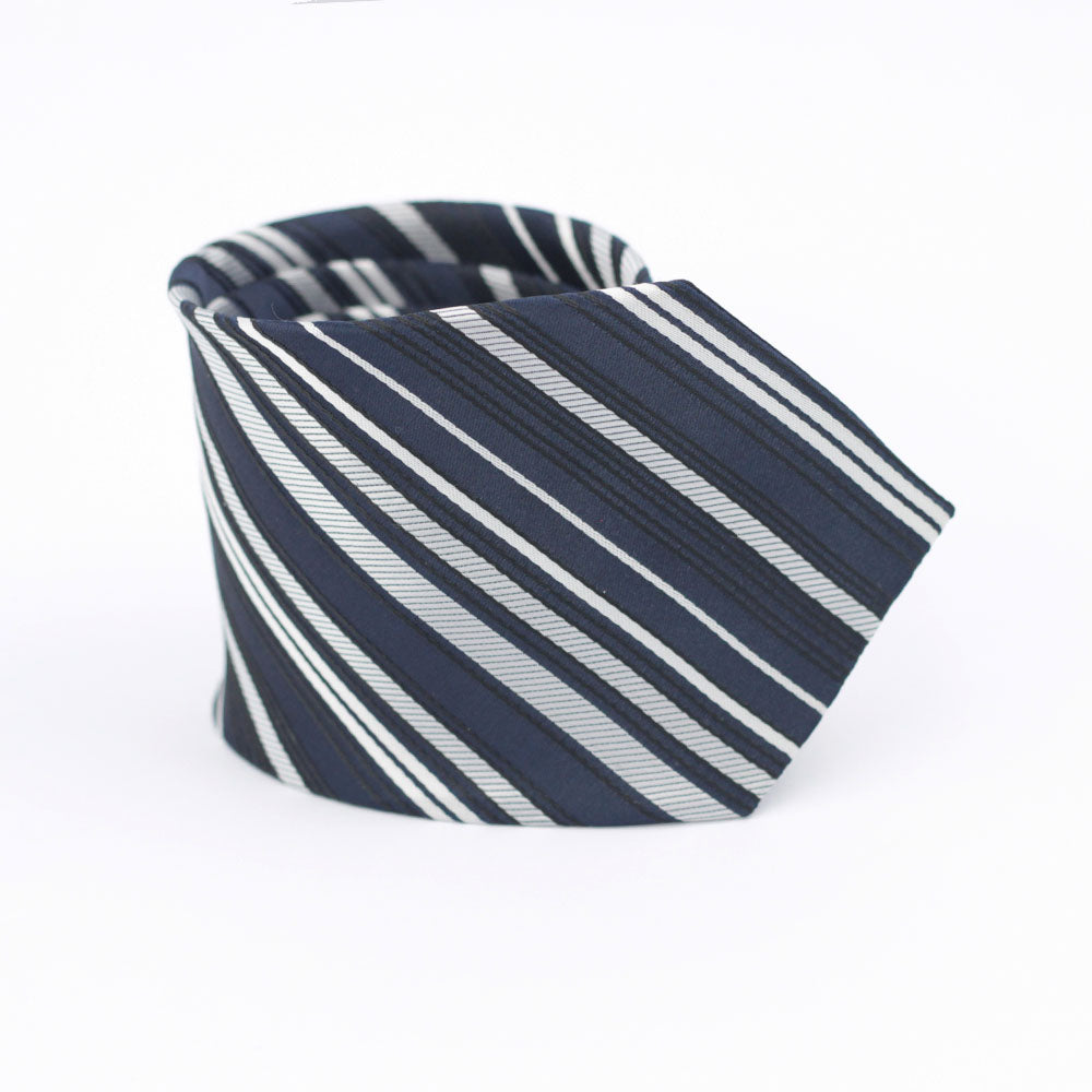 THE BLUE BAR CODE STRIPED TIE