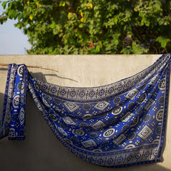 BLUE AJRAK SILKEN WRAP