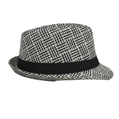 SUMMER BREEZE BLACK & WHITE WEAVED FEDORA HAT