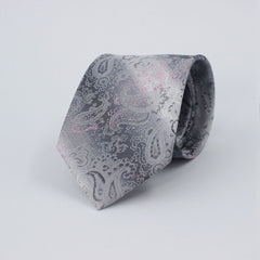 GREY & PINK PAISLEY FESTIVE TIE