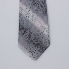 GREY & PINK PAISLEY FESTIVE TIE