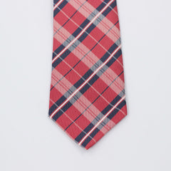 DUSTY RED CHECKERED PLAID TIE