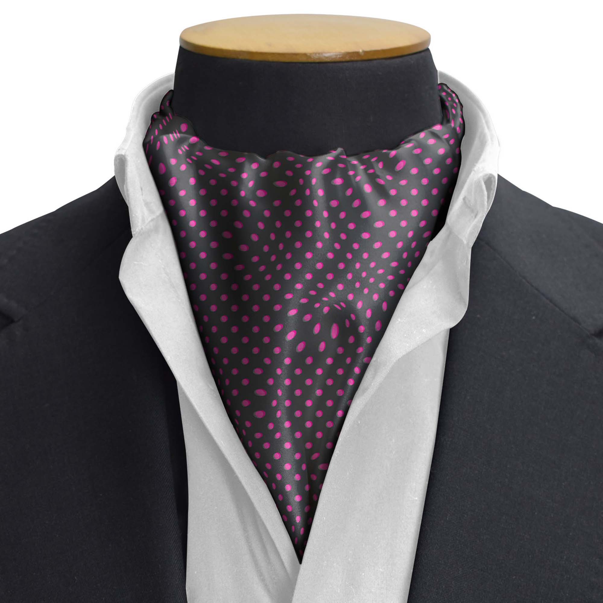 BLACK WITH PINK POLKA SILK CRAVAT